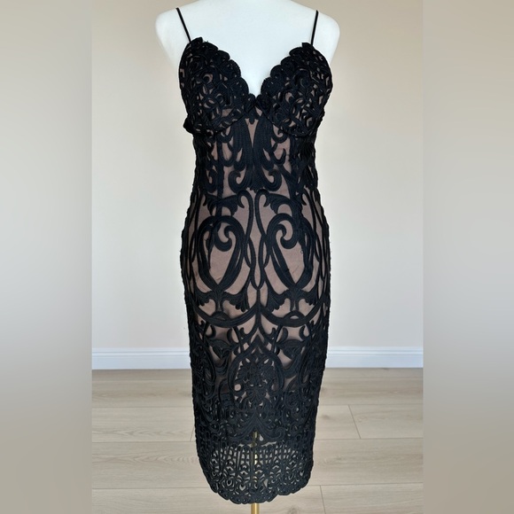 Bardot Dresses & Skirts - Black Cream Lace Elegant Midi Dress| Bardot|Size 4/XS